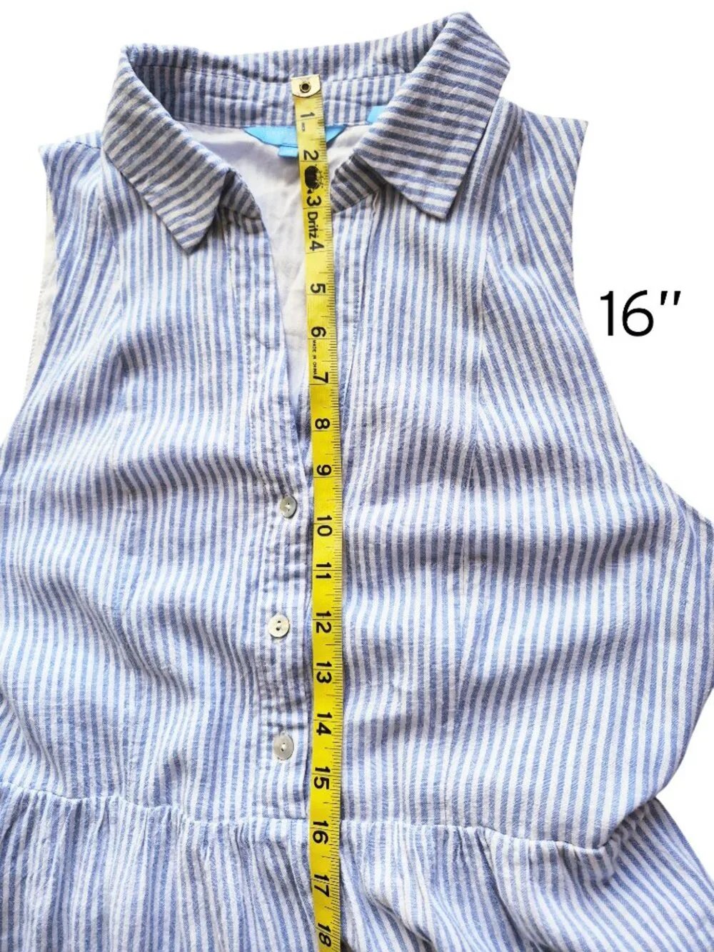 DRAPER JAMES RSVP Button Front Maxi Dress in Sky Blue & White Stripe M - Picture 13 of 15